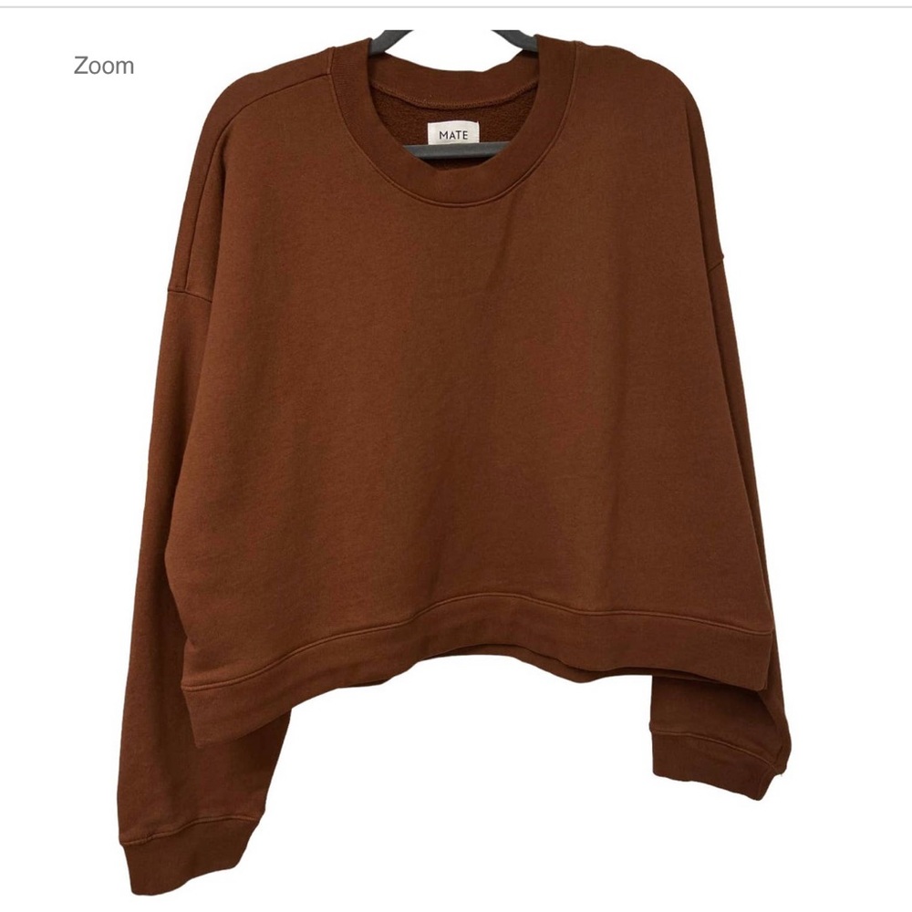 Mate the Label Fleece Crop Sweatshirt Size L | Size Large in Color Cocoa (Brown)